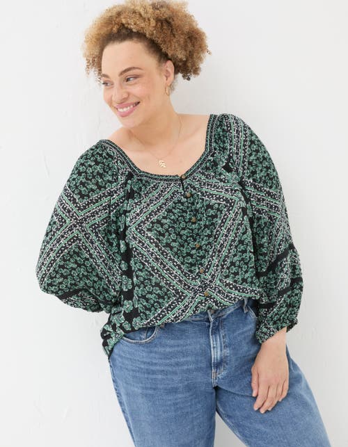 Shop Fatface Plus Size Caitlin Spaced Floral Tunic In Washed Black