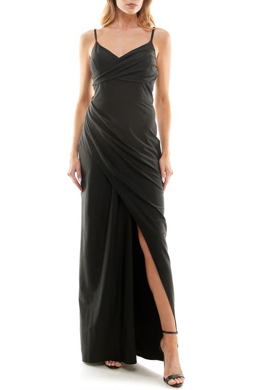 Ruched Sheath Gown in Black