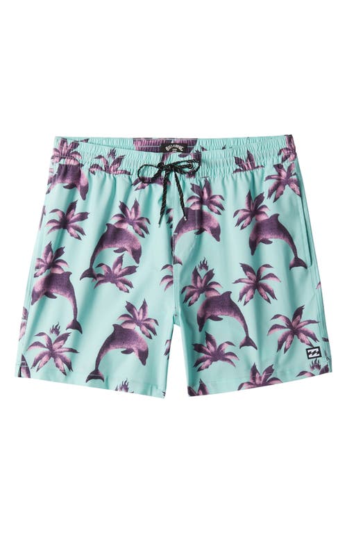 Shop Billabong Good Times Layback Swim Trunks In Matcha