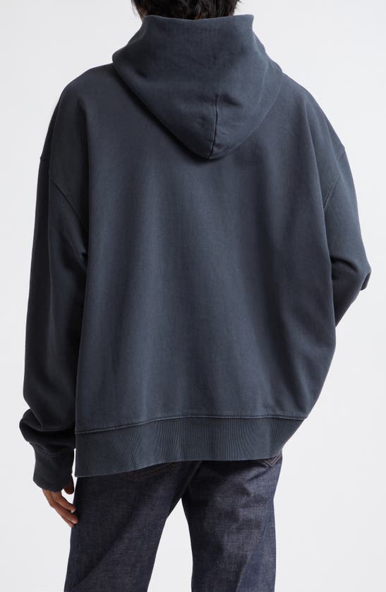 Shop Maison Margiela Embroidered Cotton Hoodie In Washed Black