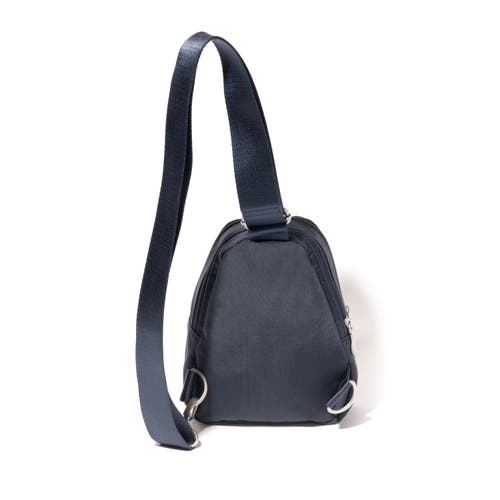 Shop Baggallini Double Zip Mini Sling Bag In French Navy