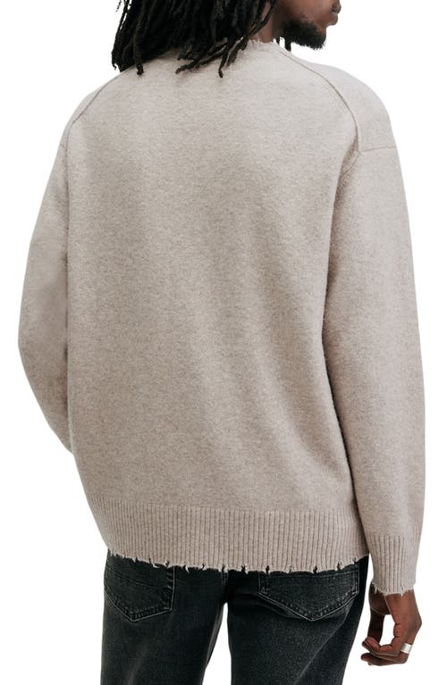 Shop Allsaints Luka Distressed Crewneck Sweater In Boston Taupe