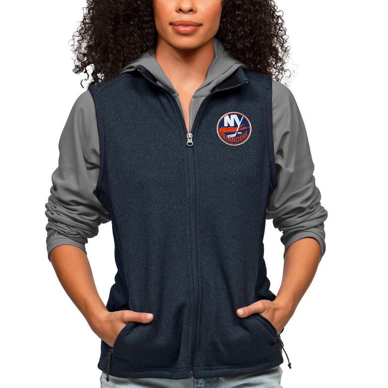 Shop Antigua Heather Navy New York Islanders Primary Logo Course Full-zip Vest