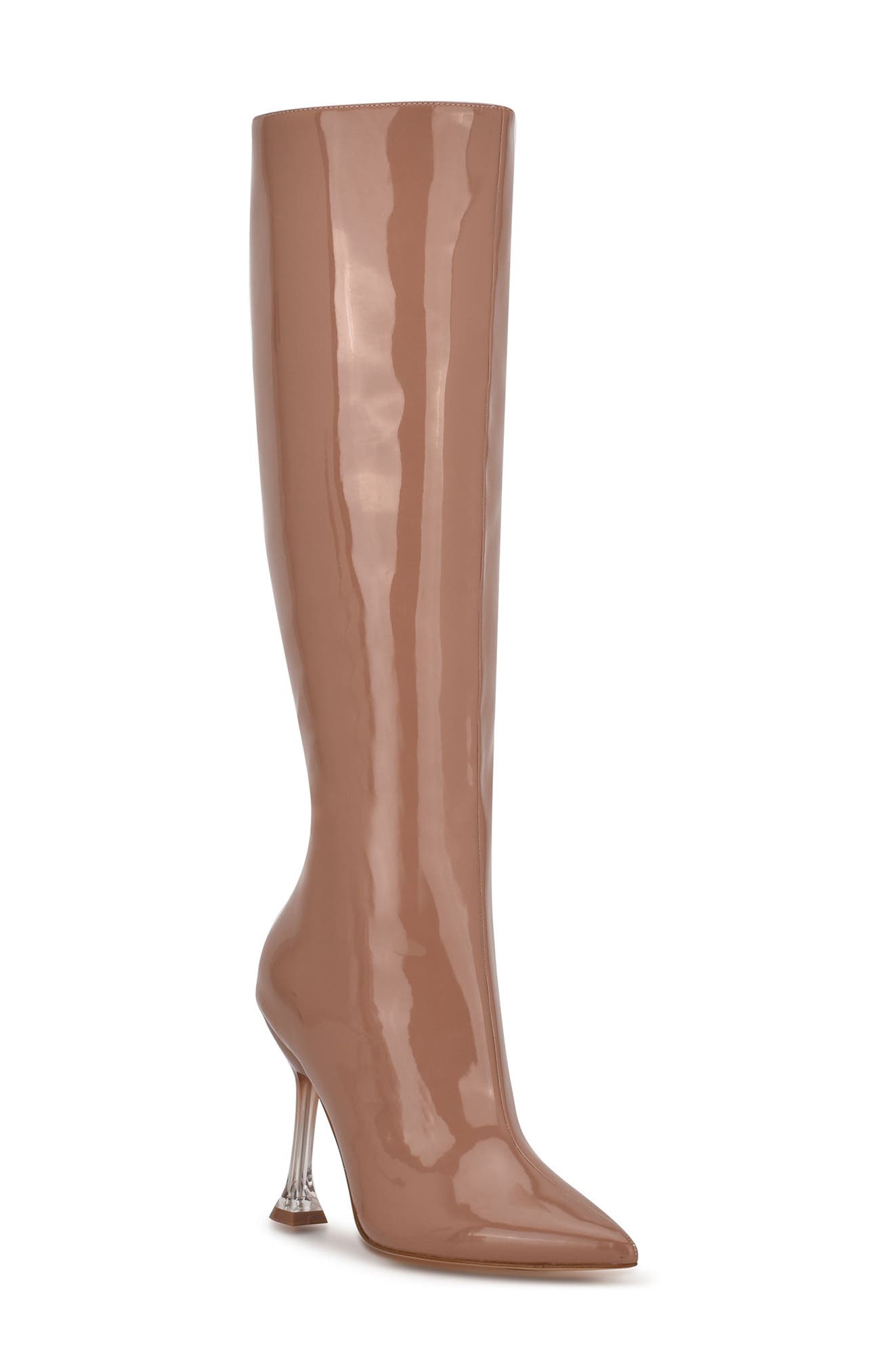 shiny leather booties