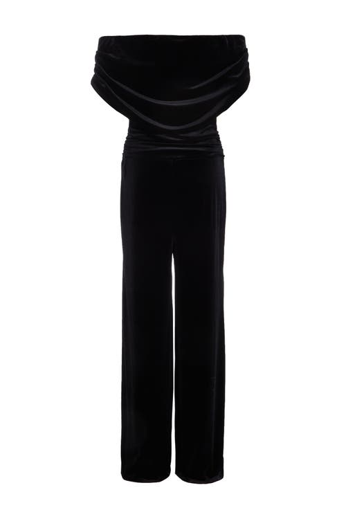 QUIZ QUIZ BARDOT VELVET JUMPSUIT 