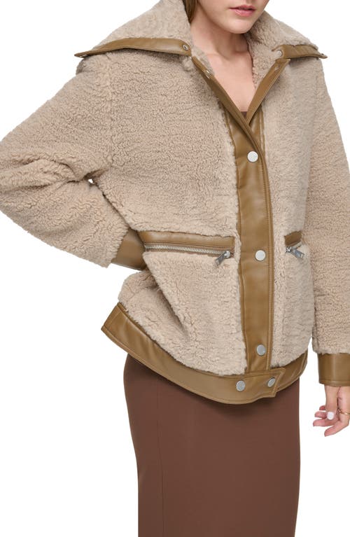 Andrew Marc Zepita Faux Shearling Bomber Jacket In Mushroom