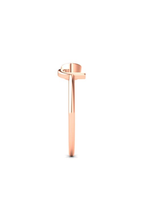 Hautecarat Letter Lab Created Diamond 18k Rose Gold Ring In 18k Rose Gold - J