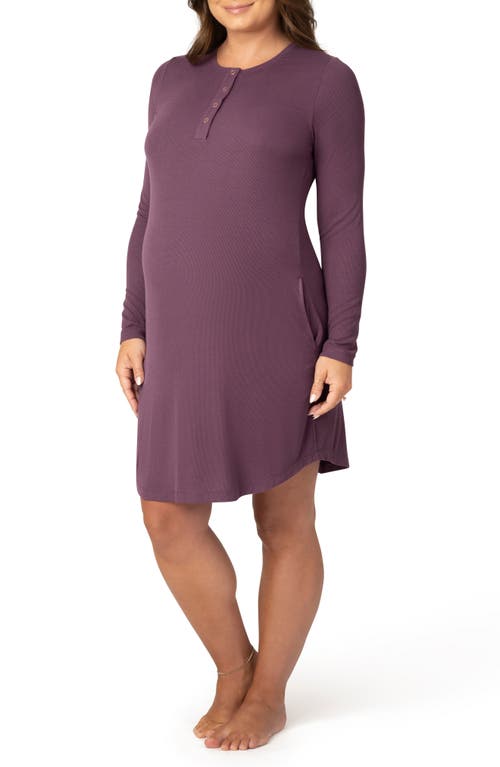 Shop Kindred Bravely Riley Rib Jersey Nursing Nightgown In Burgundy Plum