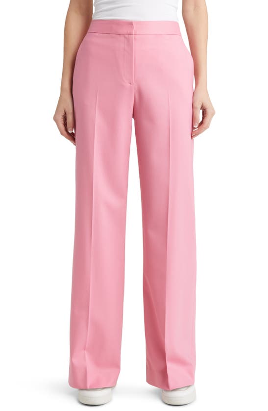 Argent Stretch Wool Wide Leg Trousers In Bubblegum