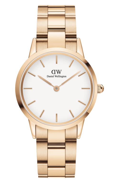 Daniel Wellington Iconic Link 32mm In Eggshell White/rose Gold