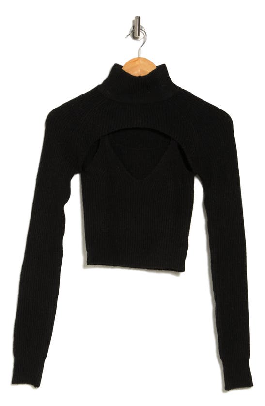 Shop Bdg Urban Outfitters Mock Neck Cutout Cropped Sweater In Black