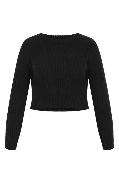 Shop City Chic Mixed Stitch Crewneck Sweater In Black