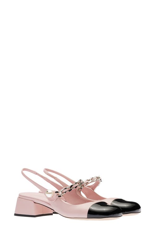 Shop Miu Miu Mary Jane Cap Toe Slingback Pump In Alabastro/nero