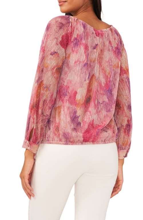 Shop Chaus Metallic Floral Blouse In Beige/pink/gold