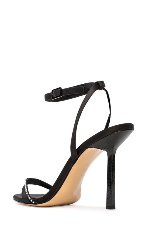 Shop Black Suede Studio Rumi 100 Ankle Strap Sandal In Black Satin