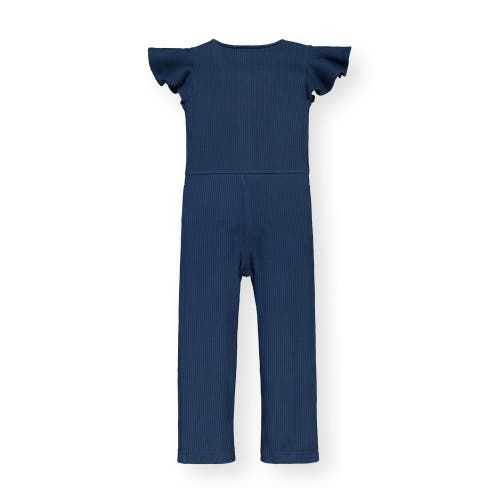 Shop Hope & Henry Girls' Rib Knit Jumpsuit, Toddler In Dark Blue Rib