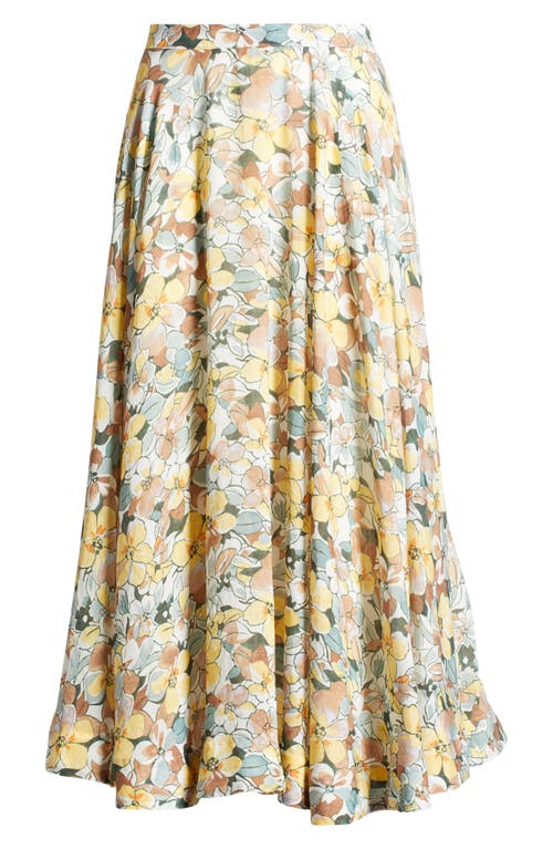 Shop Astr The Label Floral Print Maxi Skirt In Blue Peach Multi Floral