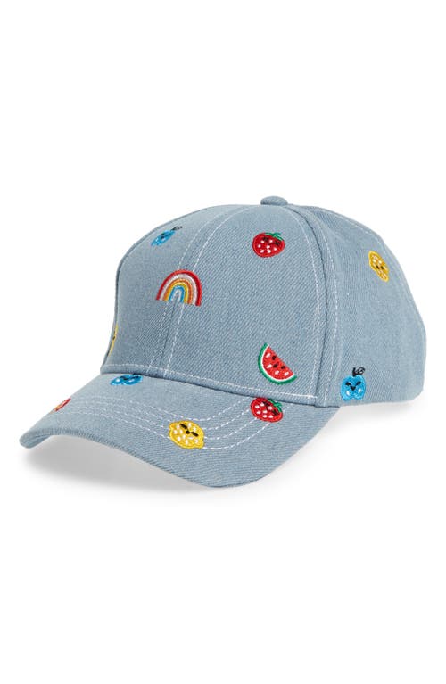 Ruby & Ry Kids' Embroidered Cotton Baseball Cap in Multi Blue at Nordstrom