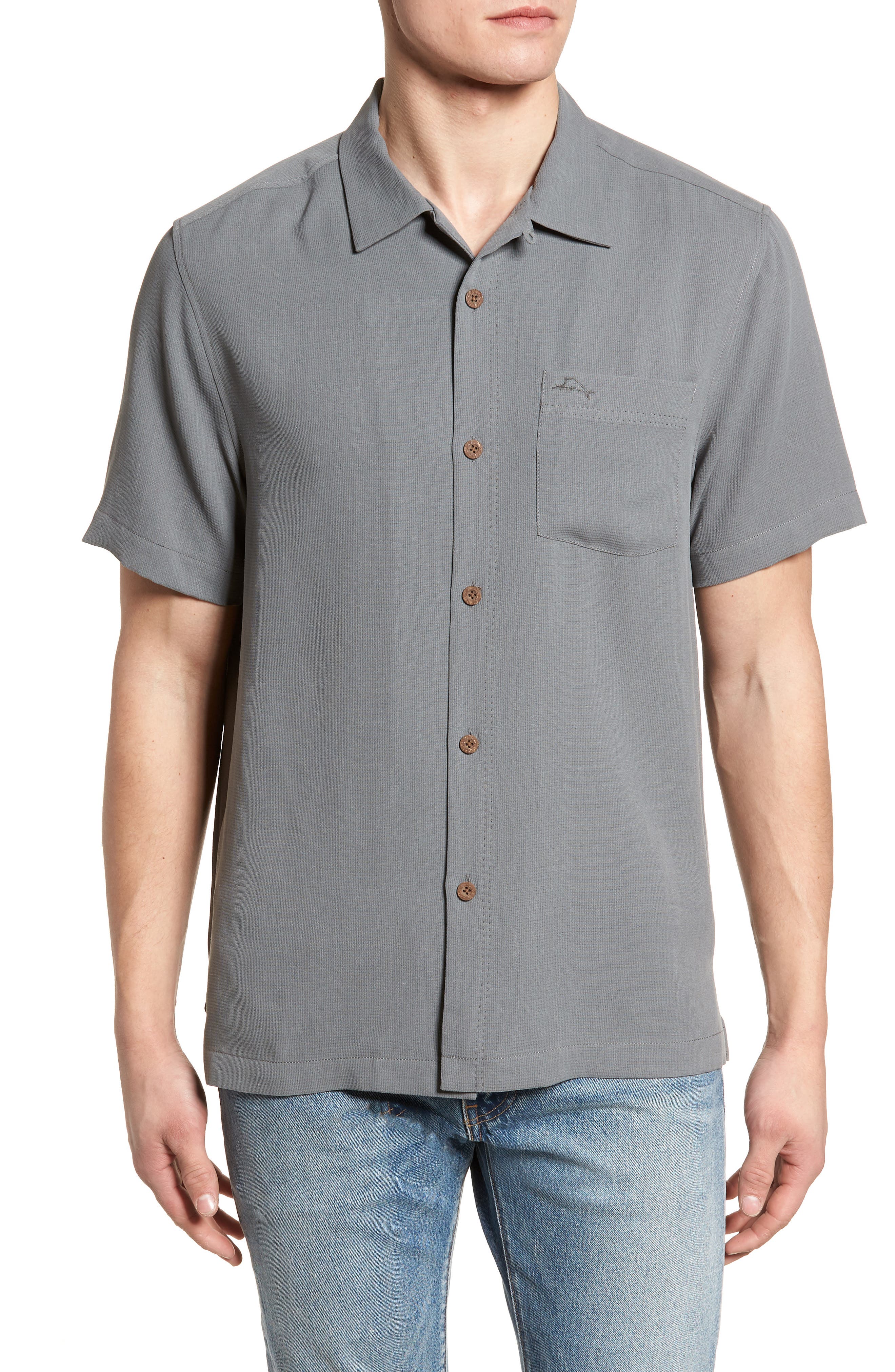 Dravus Alvin Floral Dark Grey Short Sleeve Button Up Shirt