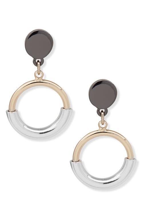 Shop Dkny Tri-tone Drop Earrings In Gold/silver/hem