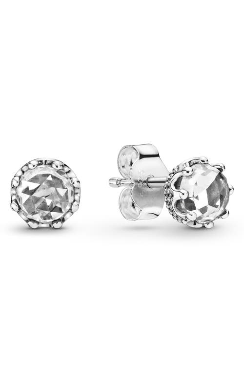 PANDORA Sparkling Crown Stud Earrings in Clear 