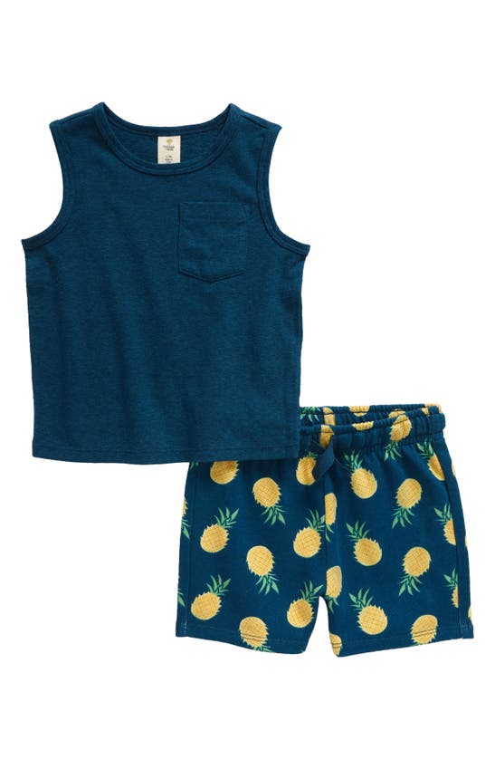 Shop Tucker + Tate Knit Tank & Shorts Set In Blue- Blue Pineapples Toss