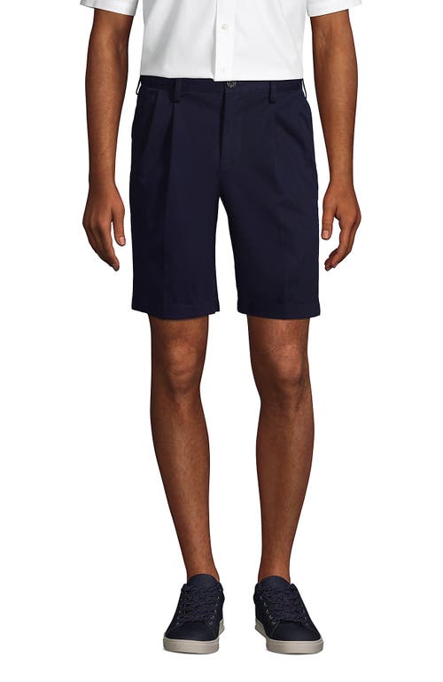 Shop Lands' End Comfort Waist Pleated 9" No Iron Chino Shorts In Radiant Navy