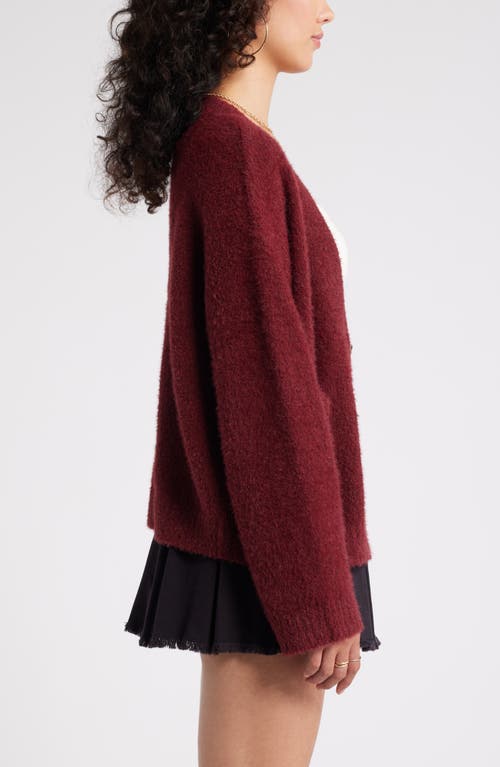 Shop Bp. Fuzzy Cardigan In Red Grape