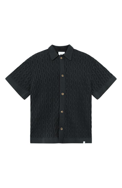 Les Deux Garrett Knit Cotton Short Sleeve Button-Up Shirt at Nordstrom,