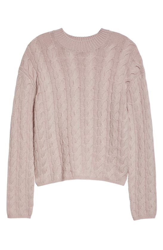 Shop Vince Cable Wool & Cashmere Blend Crewneck Sweater In Rose Pearl