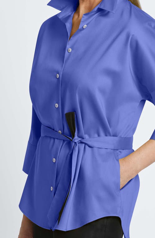 Shop Foxcroft Avery Stretch Button-up Shirt In Lapis