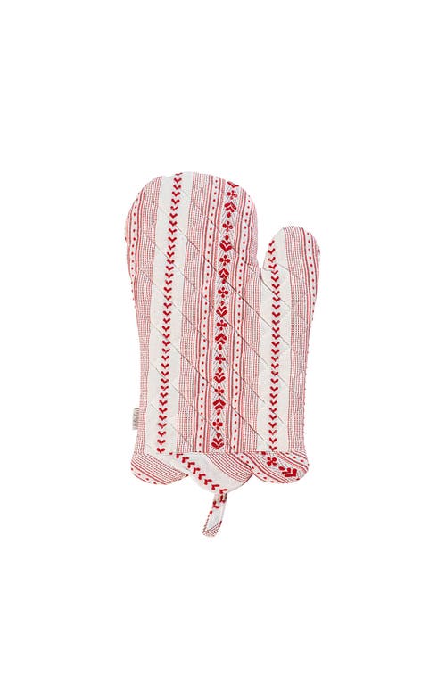 Juliska Villa Stripe Oven Mitt And Pot Holder Set Of 2 In Ruby