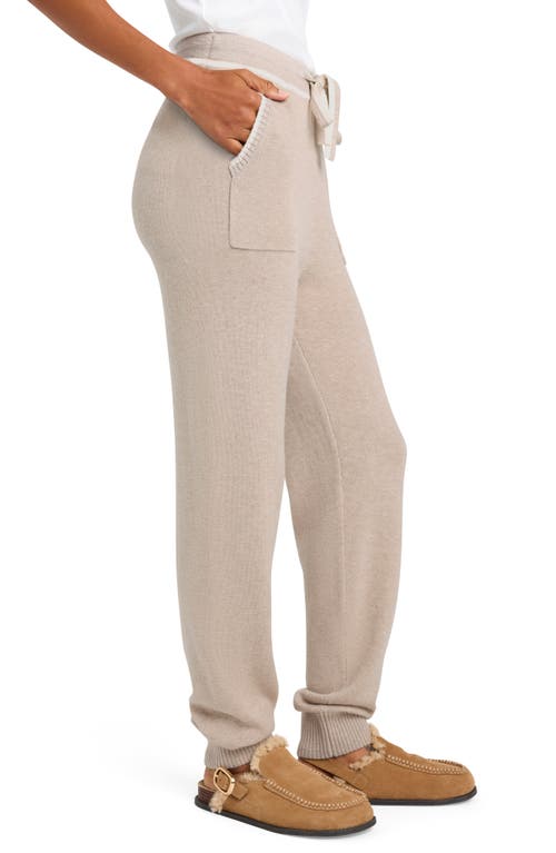 Shop Splendid Elizabeth Cotton Blend Knit Joggers In Toast Heather/snow Heather