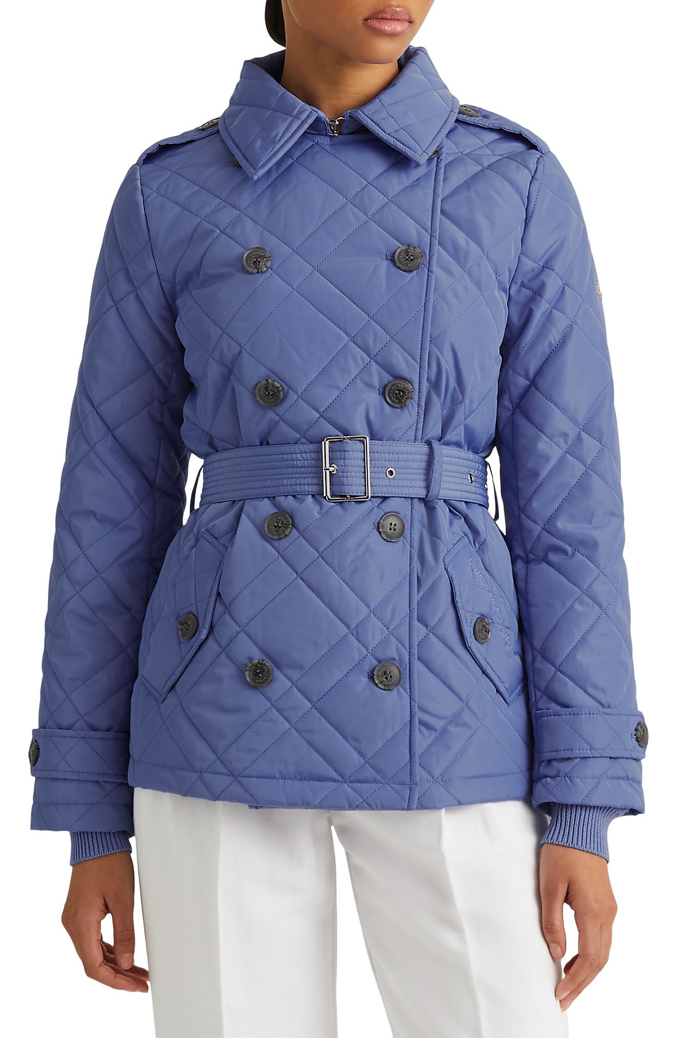 ralph lauren quilted high neck coat