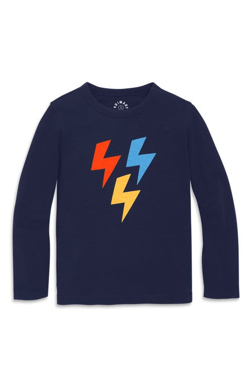 Shop Primary Long Sleeve Triple Bolt Tee In Navy Stacked Bolt