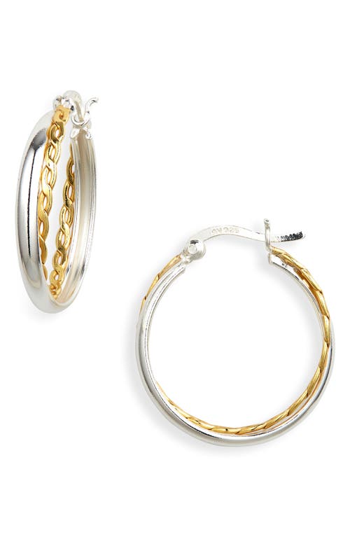 Shop Argento Vivo Sterling Silver Two-tone Twisted Hoop Earrings In Gold/sil