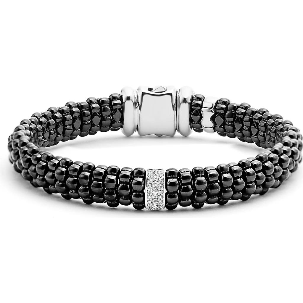 Lagos Black Caviar Bracelet In Black/silver