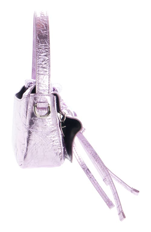 Acne Studios Micro Multipocket Crinkled Metallic Leather Handbag In Lavender Purple