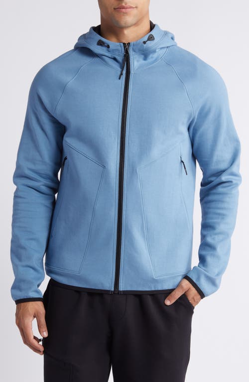 Shop Zella Powertek Full Zip Hoodie In Blue Coronet