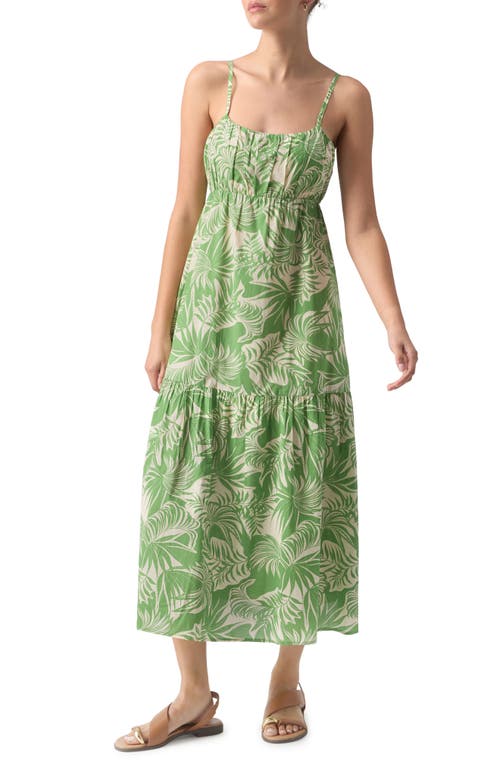 Tiered Cotton Midi Dress in Cool Palm