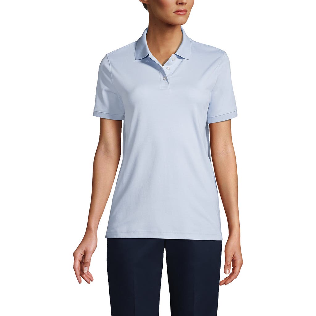 Lands' End School Uniform Short Sleeve Interlock Polo Shirt In Blue