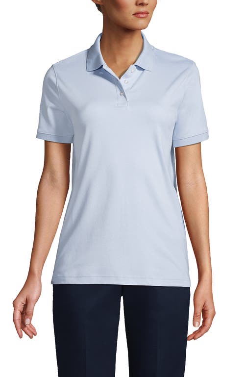 Lands' End School Uniform  Short Sleeve Interlock Polo Shirt In Blue