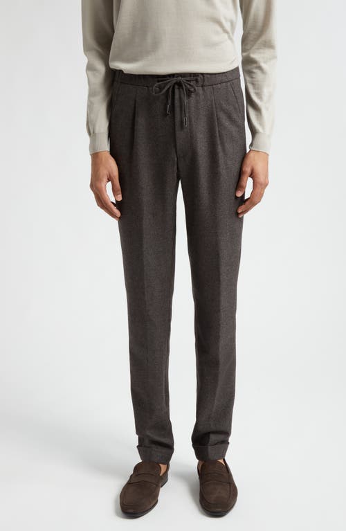 Casual Wool & Cashmere Twill Pants in Charcoal Brown