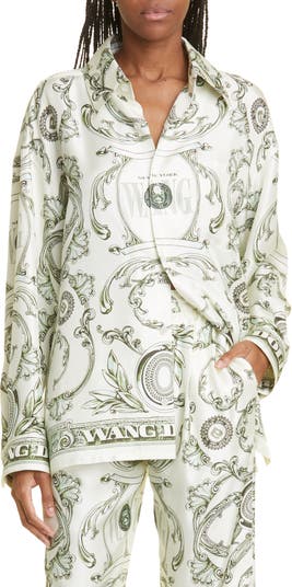 Alexander Wang Crystal-embellished Silk Pajama Shirt