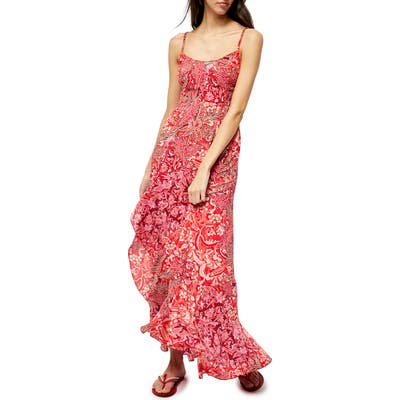 Free People Forever Yours Smocked Slipdress, Red