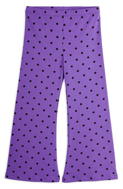 Shop Mini Rodini Polka Dot Flare Leg Pants In Purple