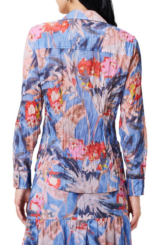 Shop Nic + Zoe Nic+zoe Dreamscape Crinkle Button-up Shirt In Blue Multi