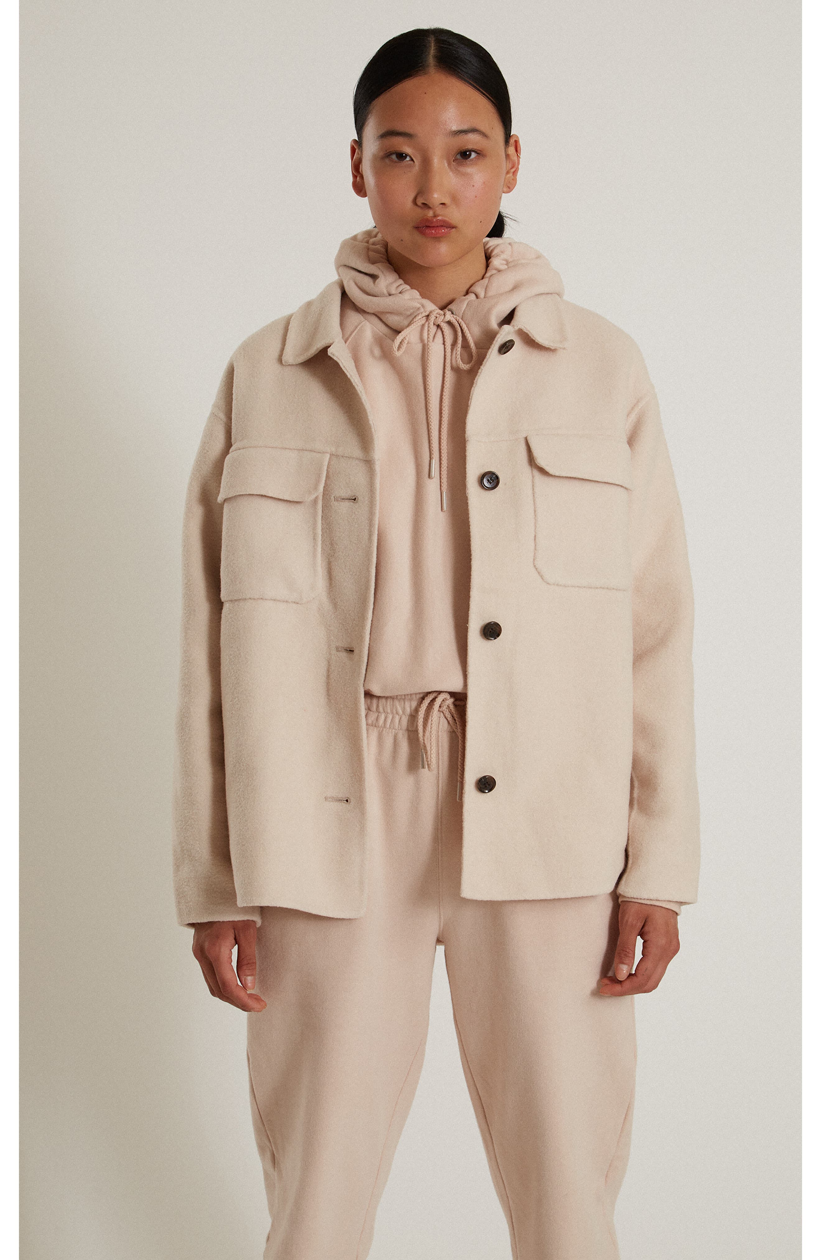 oversized wool blend utility jacket