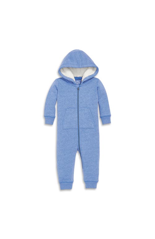 Primary Baby Teddy Fleece-lined Zip Romper In Heather Vintage Blue