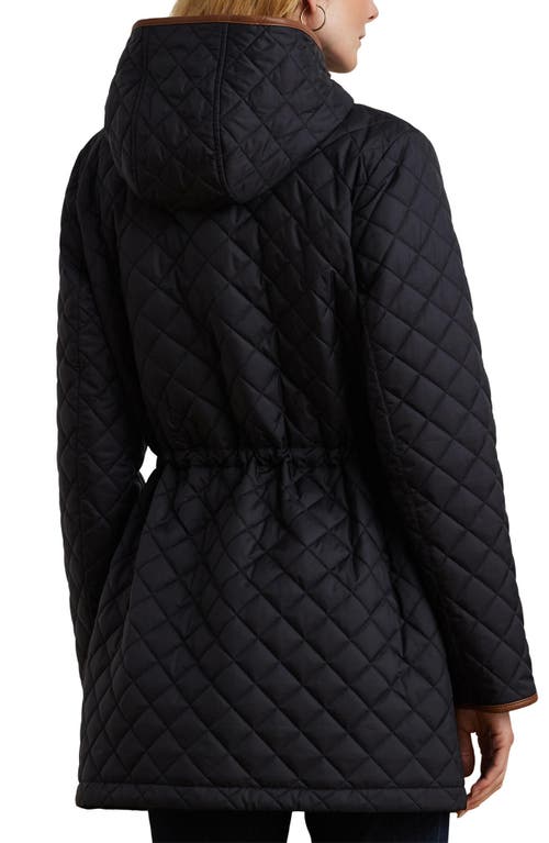 Shop Lauren Ralph Lauren Crest Logo Quilted Coat In Dk Navy